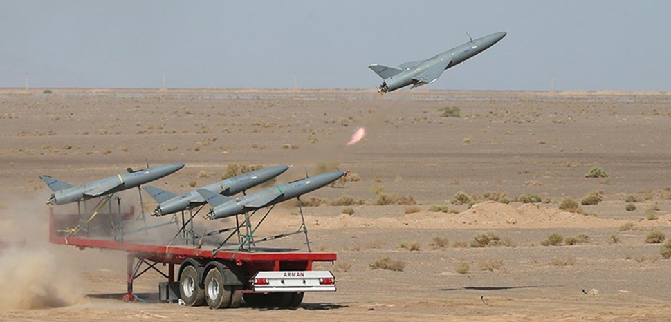 cc Tasnim News Agency, modified, https://commons.wikimedia.org/w/index.php?search=iran%20drone&ns0=1&ns6=1&ns12=1&ns14=1&ns100=1&ns106=1#/media/File:Iranian_drone_exercise_in_2022_-_Day_2_(52).jpg