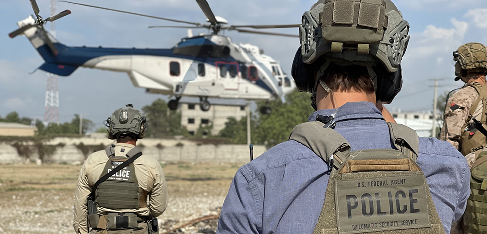cc Diplomatic Security Service, March 2024: In early 2024, gang violence surged in Haiti, putting the U.S. mission and diplomats at risk. To enhance the U.S. embassy