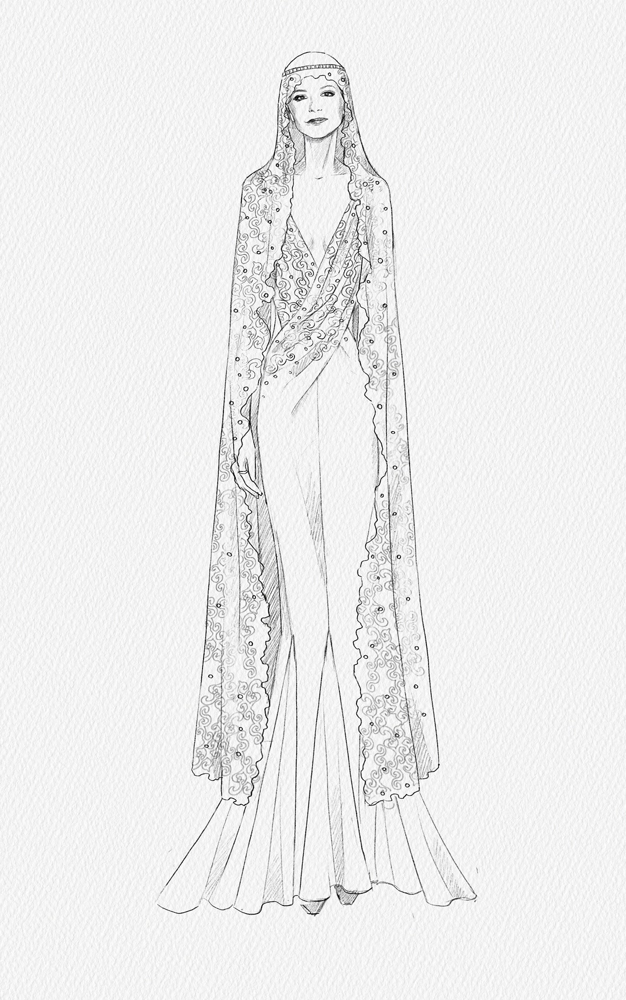 תמונה עשויה להכיל אמנות ציור אדם למבוגרים ראש חתונה ראש ואופנה