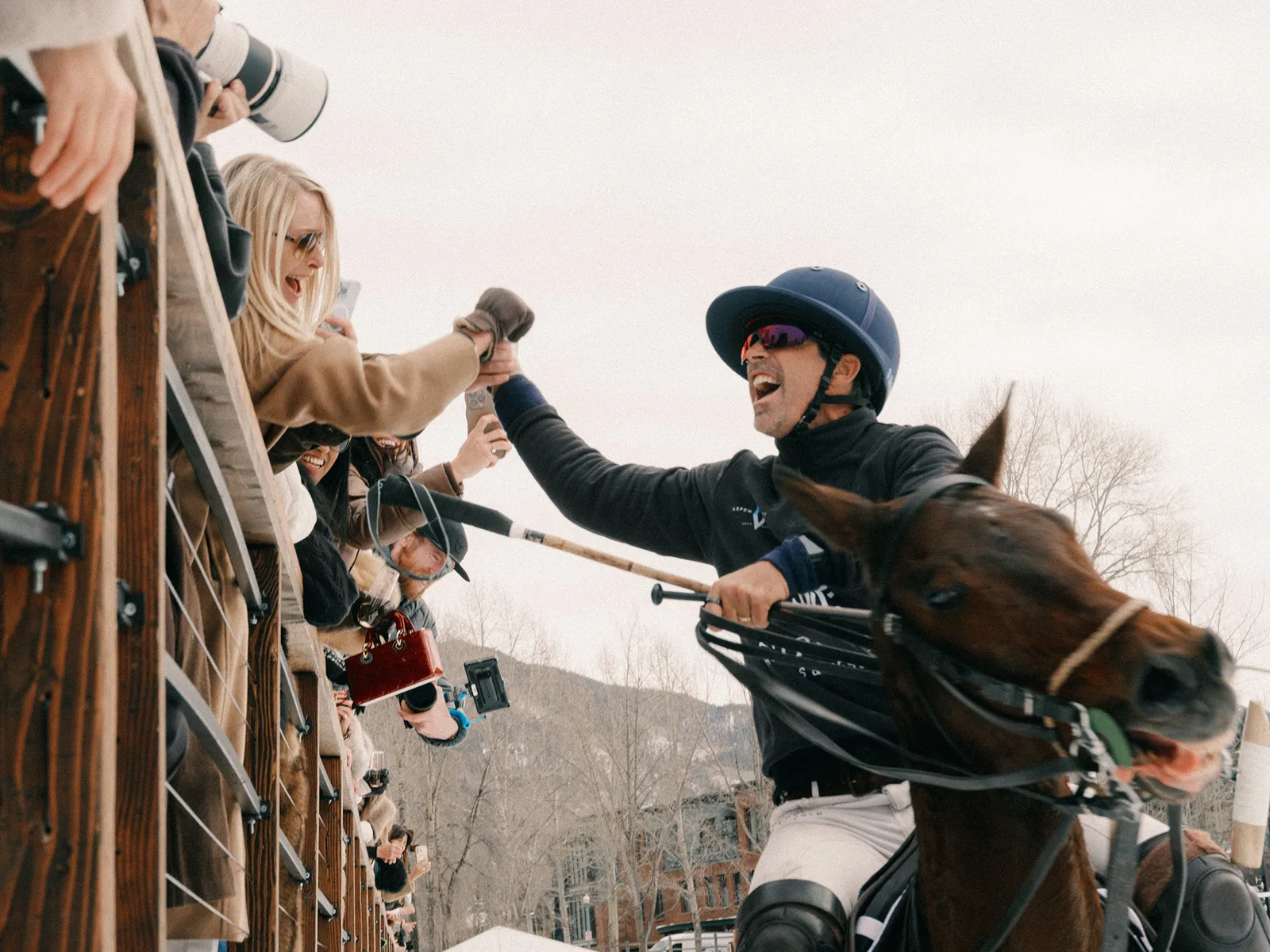 התמונה עשויה להכיל את טילדה סווינטון ברנט הינדס אדם מבוגר קסדה אנשים פנים ראש בעלי חיים רכיבה על סוסים ורכיבה על סוסים