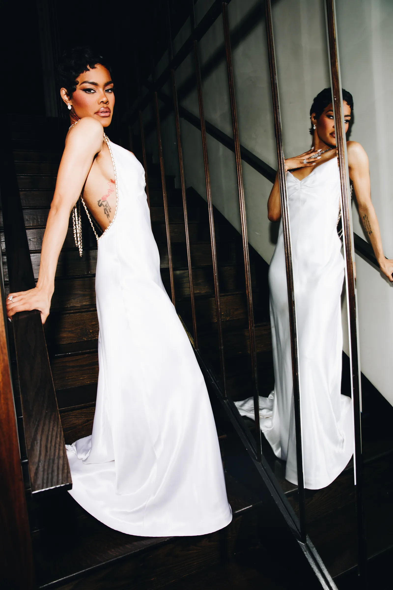 התמונה עשויה להכיל את Teyana Taylor Teyana Taylor ביגוד שמלת ערב שמלת ערב לבוש רשמי שמלות אופנה וכלה